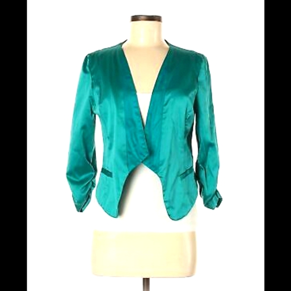 Charlotte Russe Jackets & Blazers - CR Satin Ruched Cropped Blazer